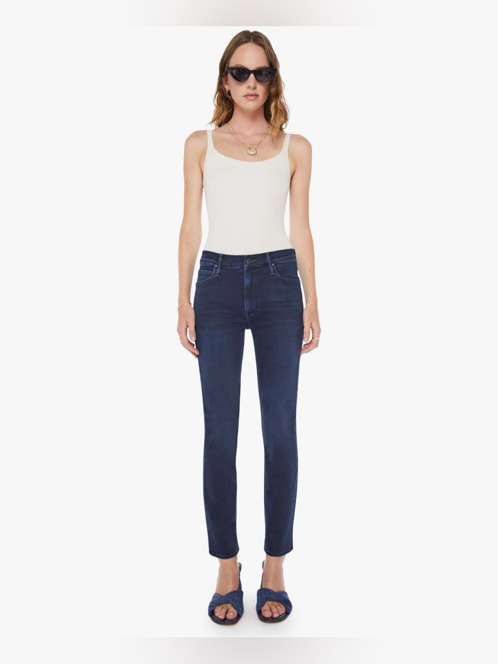 MOTHER The Mid Rise Dazzler Ankle Chip On My Shoulder Straight Leg Jeans Sz 26